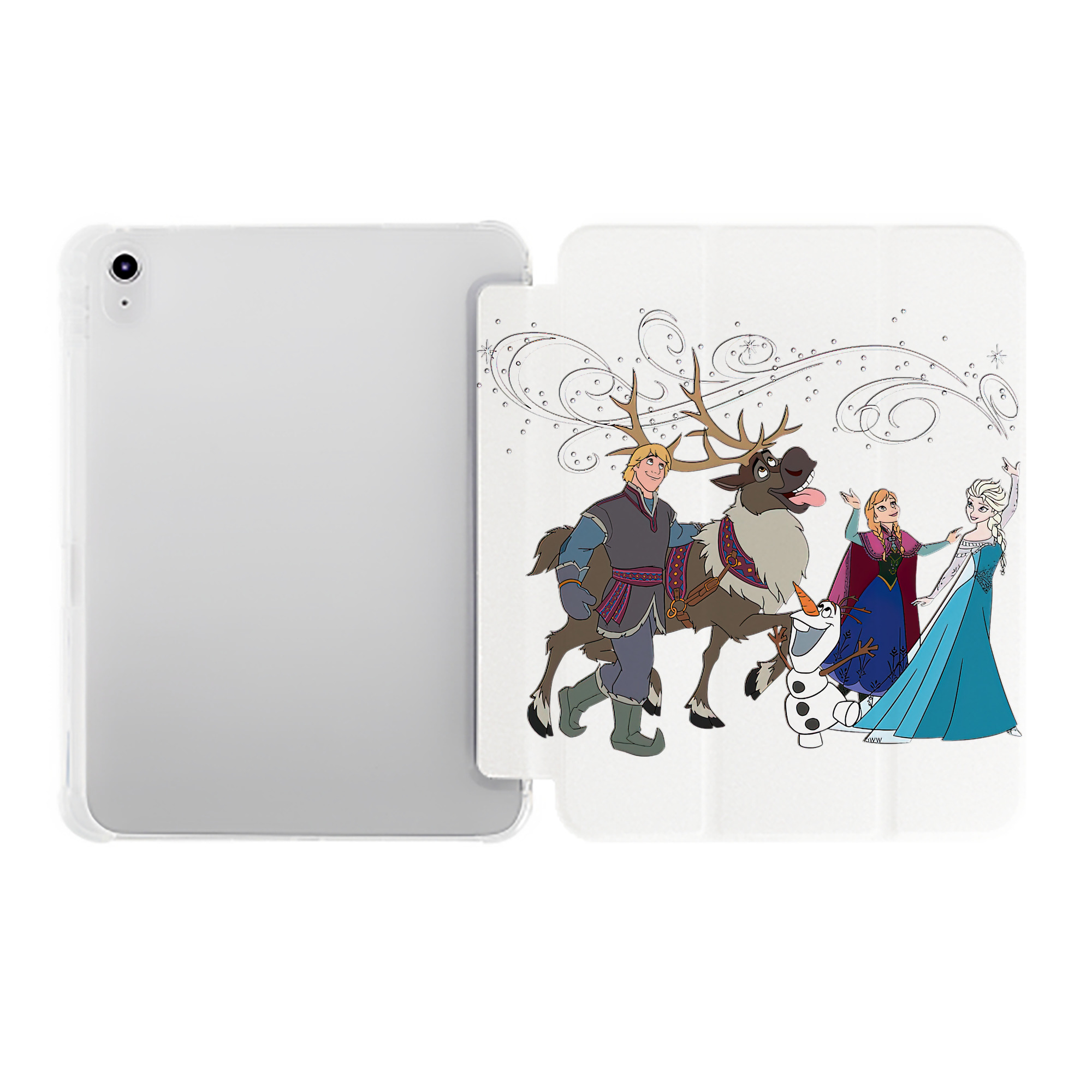 （画像用） アナと雪の女王 アンナ エルサ Frozen Anna Elsa IPad ケース ペン収納付き 三つ折りスタンド PUレザー×シリコン 対応機種9.5/10.5/10.9インチ